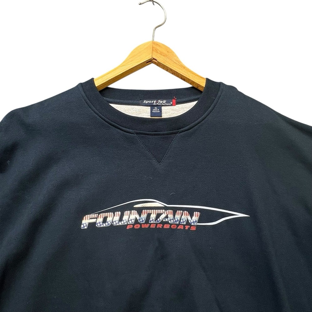 Vintage Fountain Speed Power Boats Crewneck Sweatshirt Size XL Blue NWT